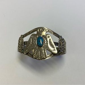 BELL TRADING CO BRACELET CUFF VINTAGE SOUTHWEST FAUX TURQUOISE NICKLE SILVER